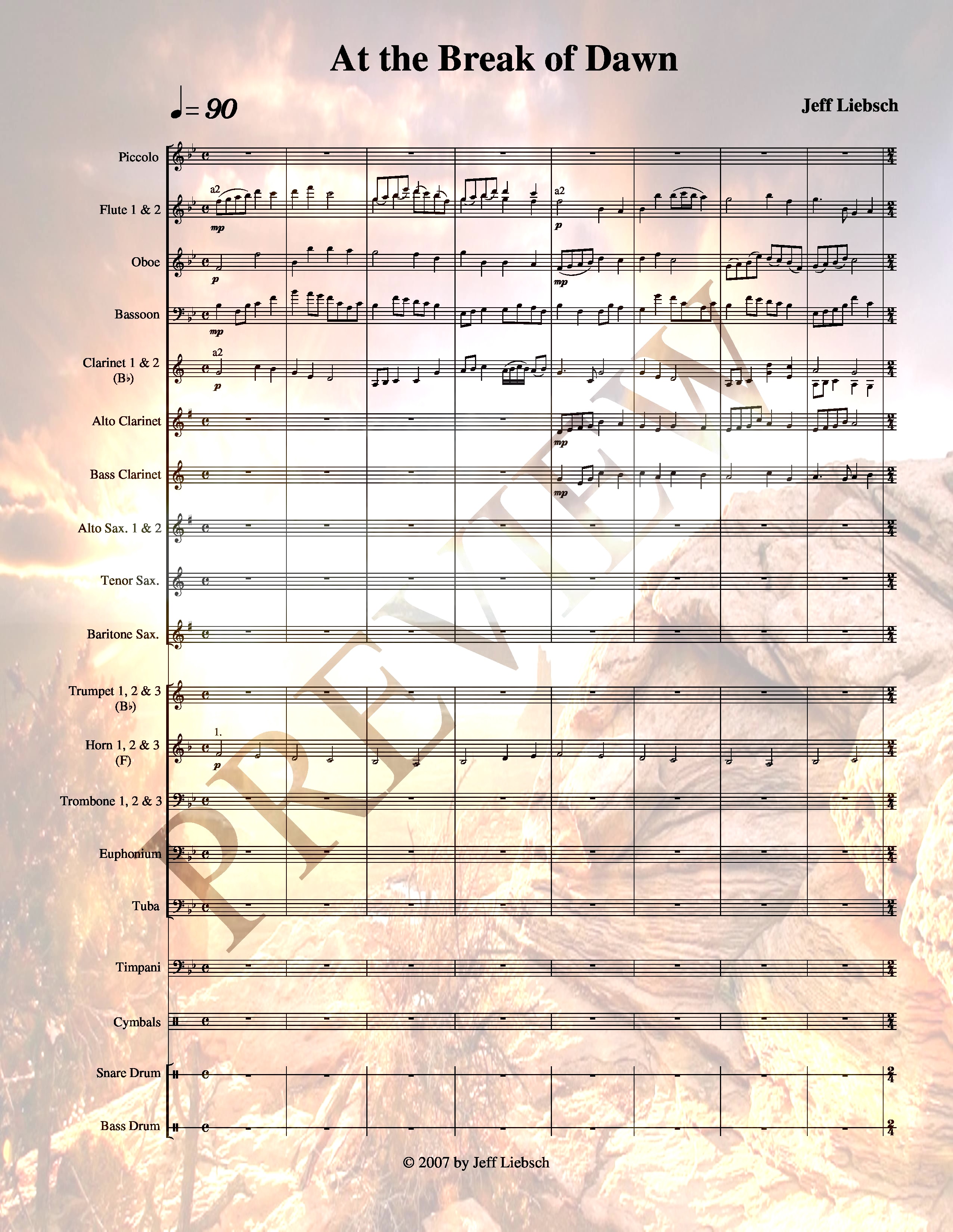 At the Break of Dawn (Concert Band)